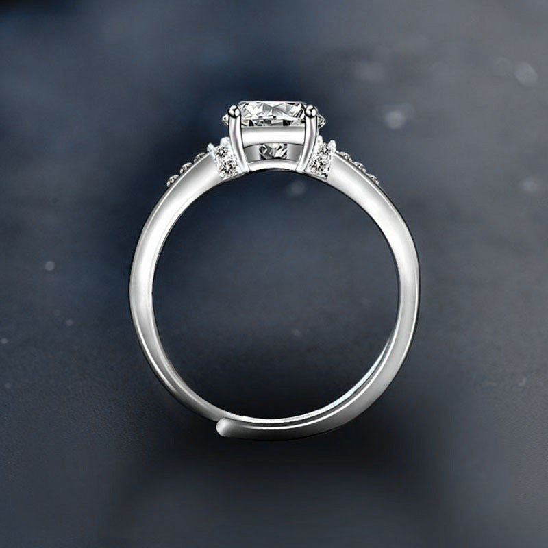 S925 Sterling Silver Four Prong Openwork Moissanite Engagement Ring