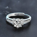 S925 Sterling Silver Four Prong Openwork Moissanite Engagement Ring