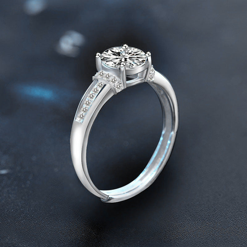 S925 Sterling Silver Four Prong Openwork Moissanite Engagement Ring