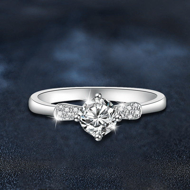S925 Sterling Silver Rose Flower Moissanite Engagement Ring