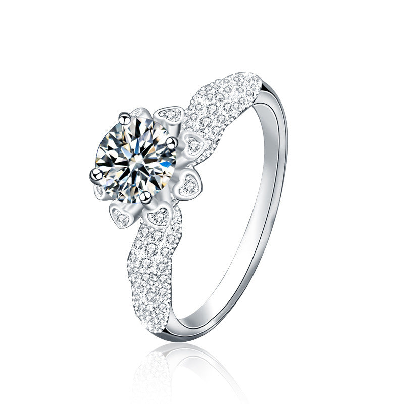 S925 Sterling Silver Bridal Bouquet Moissanite Engagement Ring