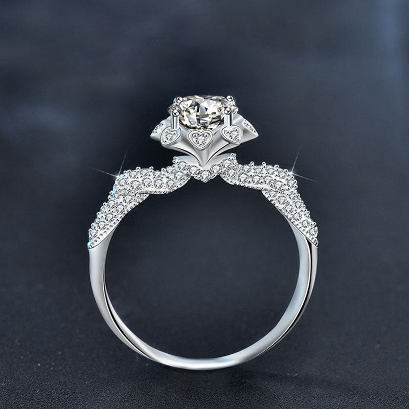 S925 Sterling Silver Bridal Bouquet Moissanite Engagement Ring