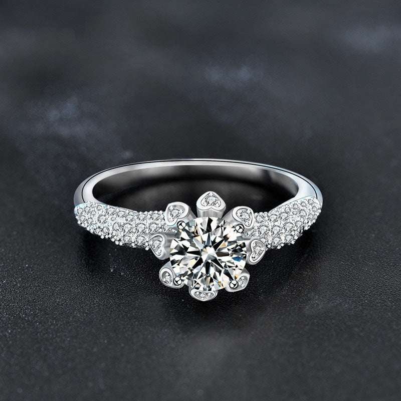 S925 Sterling Silver Bridal Bouquet Moissanite Engagement Ring
