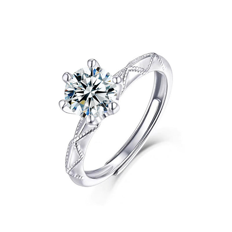 S925 Sterling Silver "Intertwined Hearts" Moissanite Ring