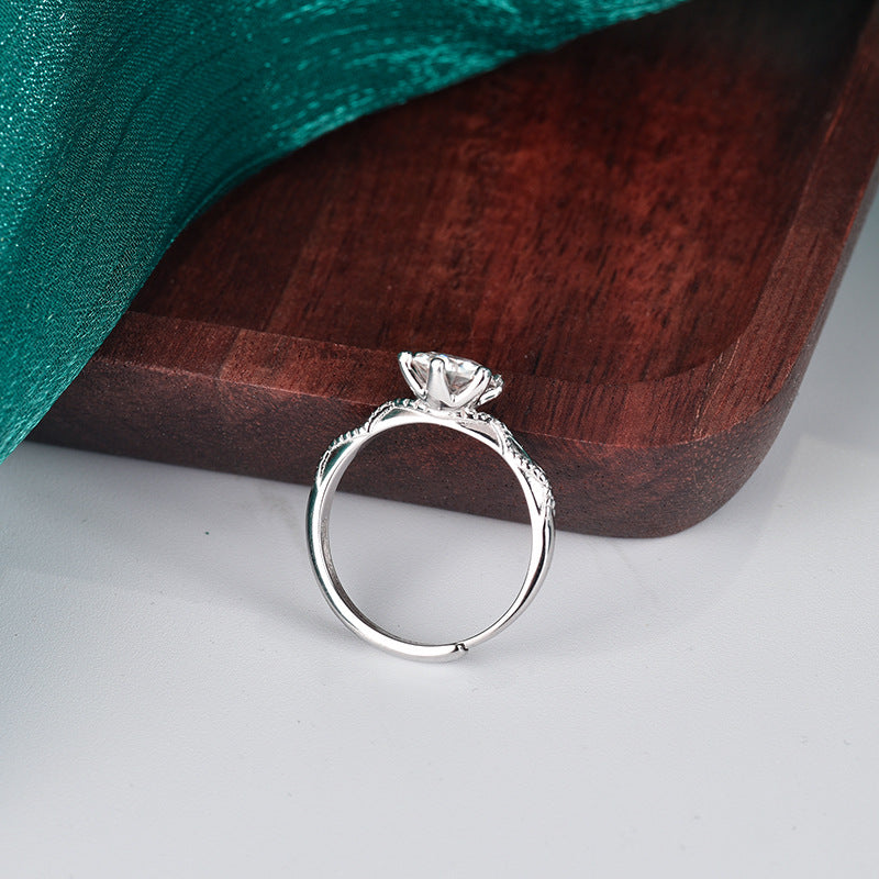 S925 Sterling Silver "Intertwined Hearts" Moissanite Ring