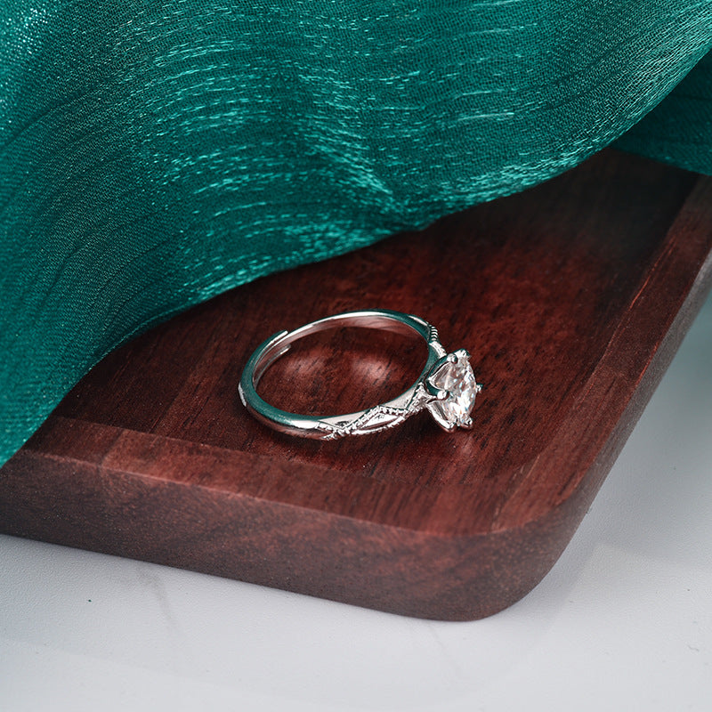 S925 Sterling Silver "Intertwined Hearts" Moissanite Ring