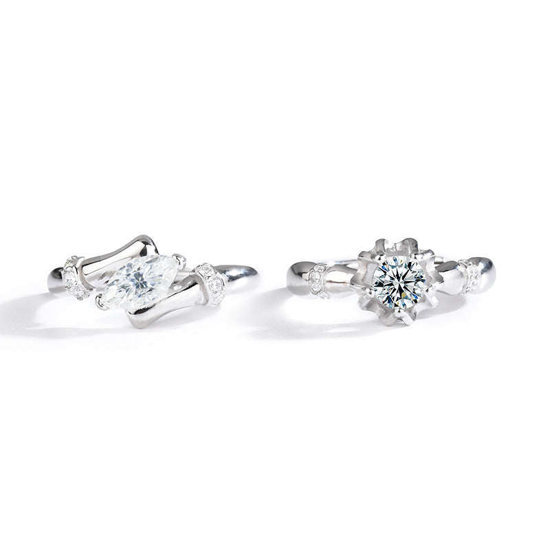 S925 Sterling Silver Moissanite First Love Forever Couple Ring