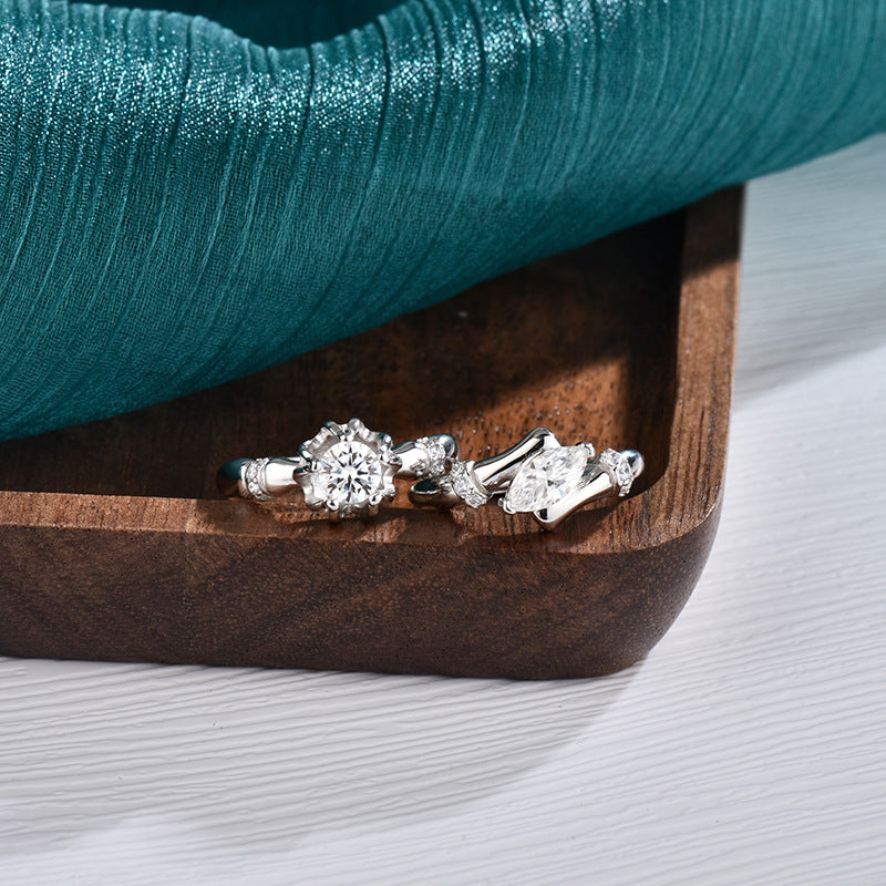 S925 Sterling Silver Moissanite First Love Forever Couple Ring