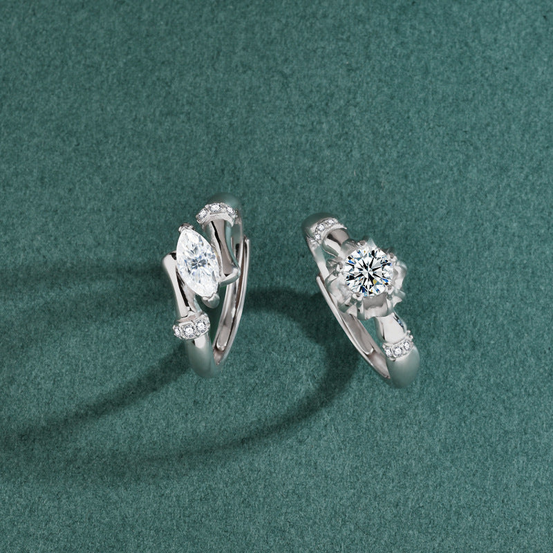 S925 Sterling Silver Moissanite First Love Forever Couple Ring
