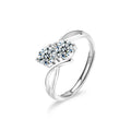S925 Sterling Silver Star Dust Double Ring
