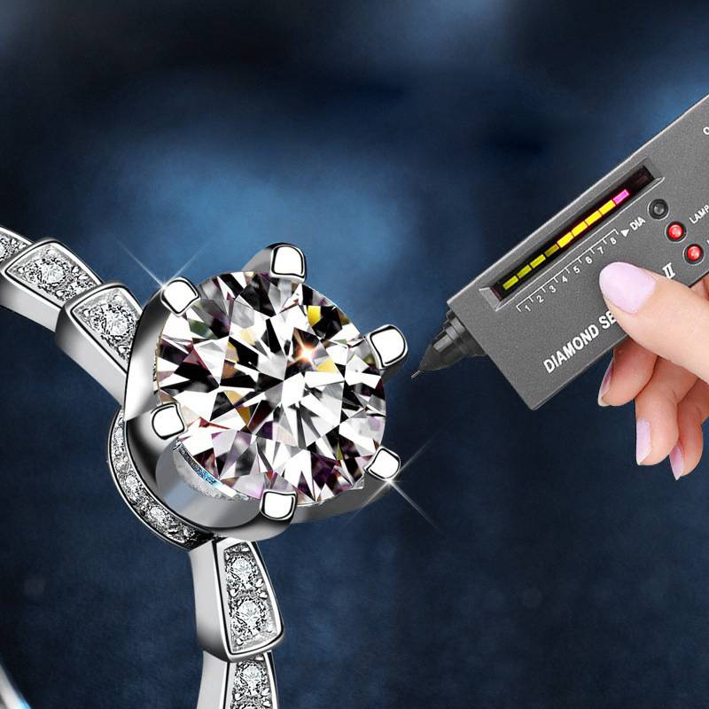 S925 Sterling Silver Bamboo Six-Claw Ring Moissanite Ring