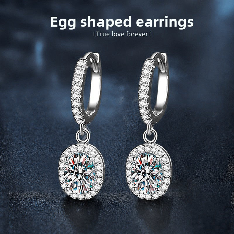 925 Sterling Silver Oval Moissanite Earrings