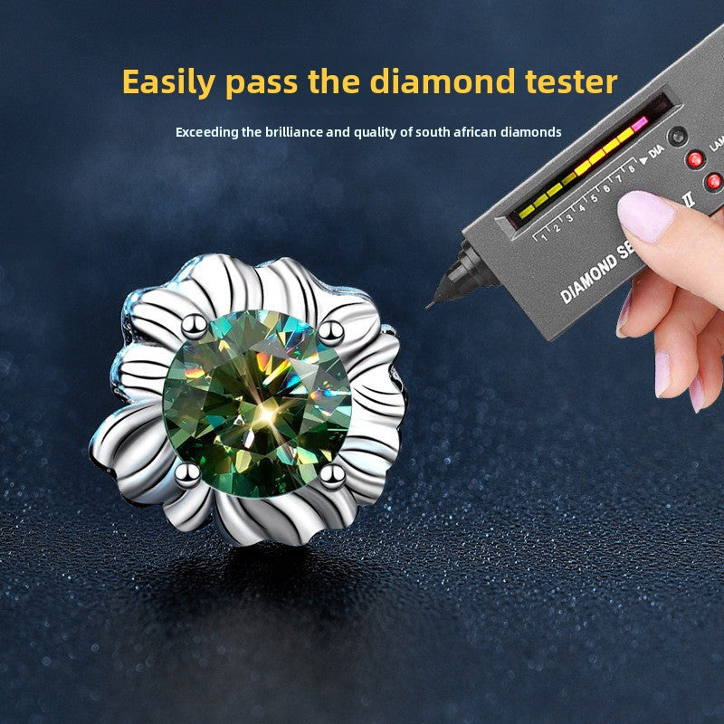 Cute and delicate Christmas moissanite sunflower 925 sterling silver stud earrings