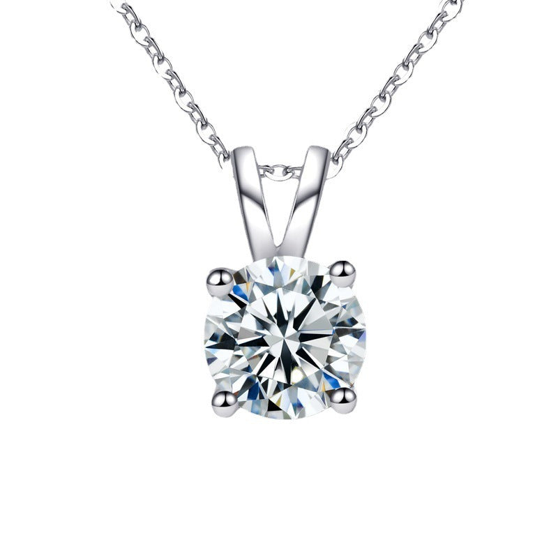 S925 Sterling Silver Moissanite Four-Claw Necklace