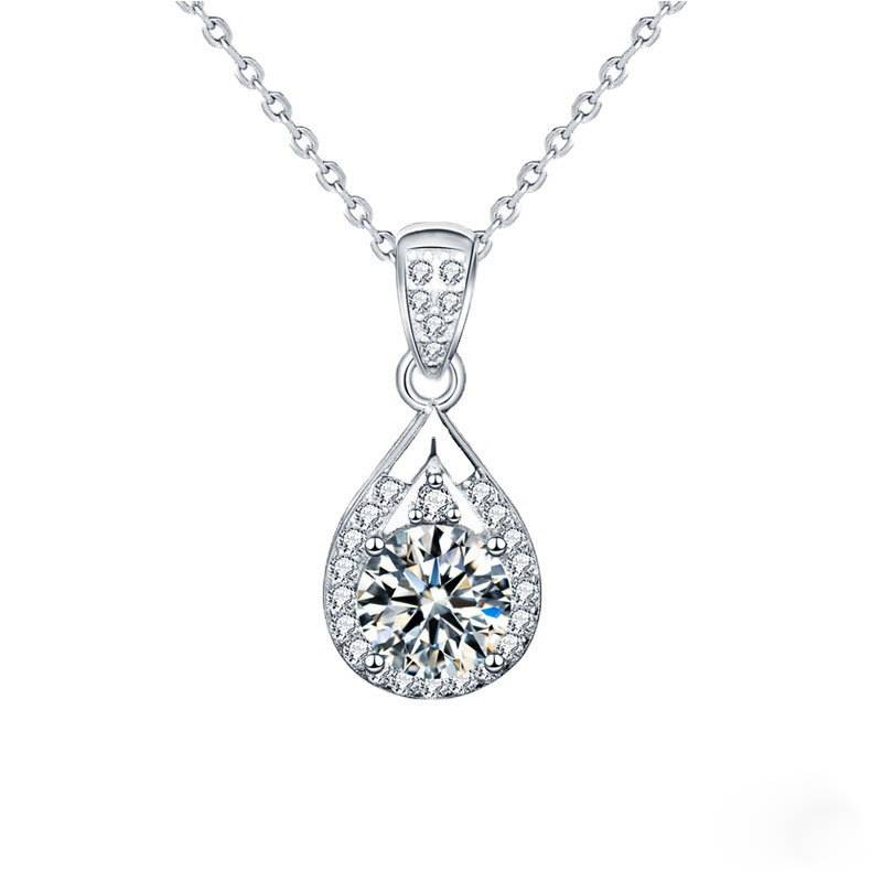 S925 Sterling Silver Moissanite Drop Pendant Necklace
