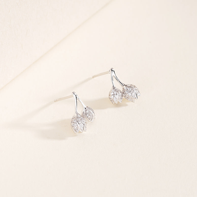 S925 Sterling Silver Minimalist Tulip Stud Earrings