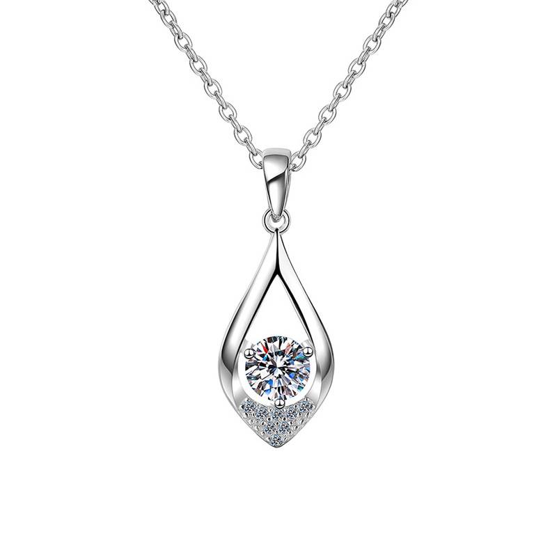 S925 Sterling Silver Moissanite Water Drop Pendant Necklace