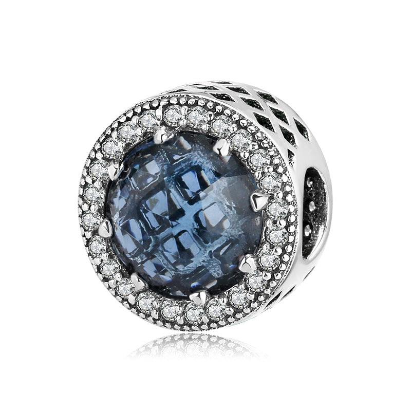 S925 Sterling Silver Beads Classic Color Zircon Snowflake Pendant