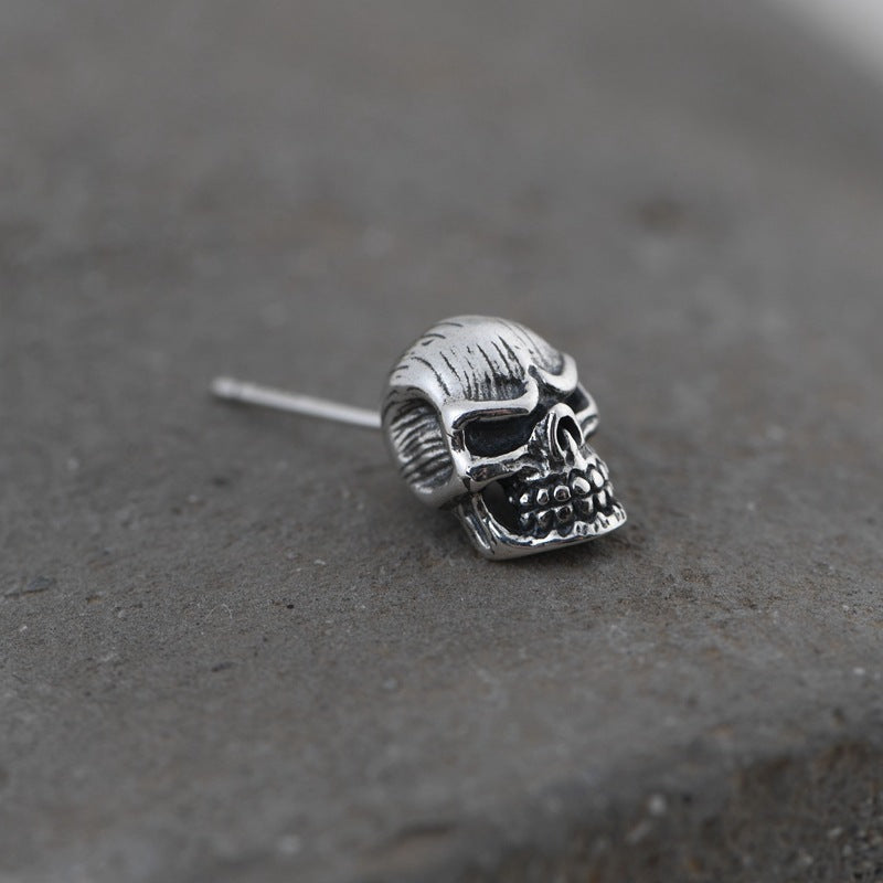 S925 Sterling Silver 3D Skull Halloween Stud Earrings