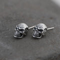 S925 Sterling Silver 3D Skull Halloween Stud Earrings
