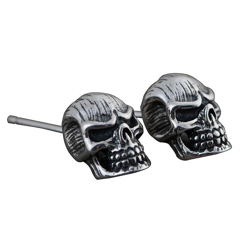 S925 Sterling Silver 3D Skull Halloween Stud Earrings