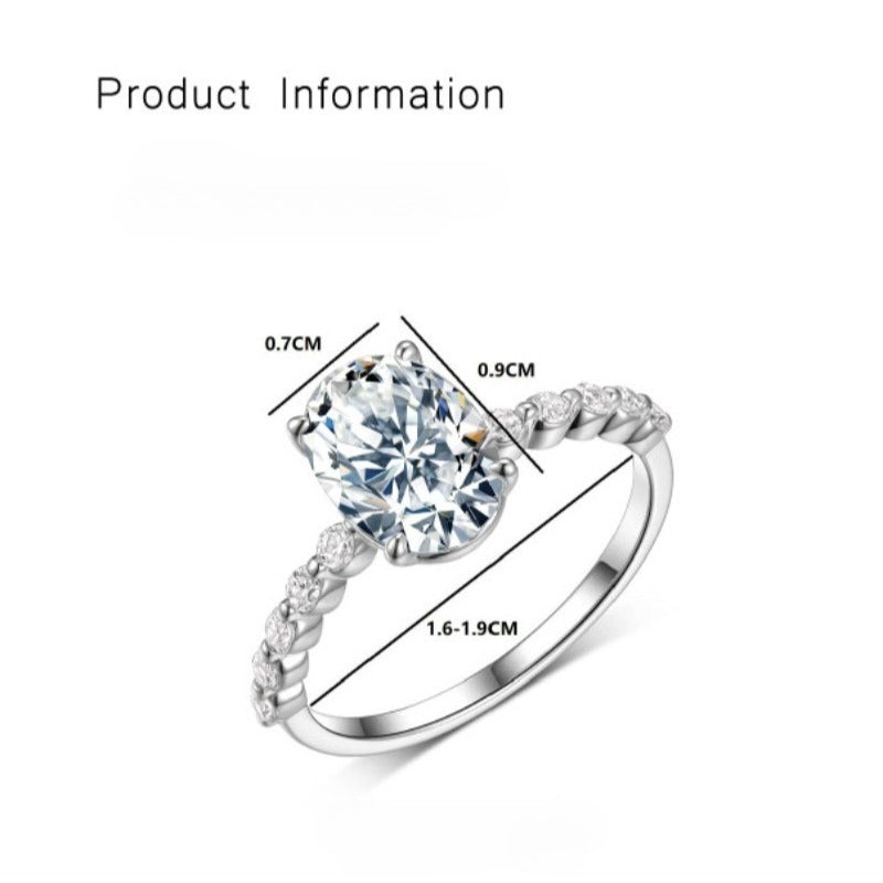S925 Sterling Silver Oval Moissanite Engagement Ring