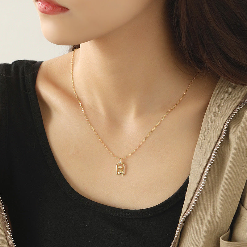 925 Sterling Silver Zircon Flower Necklace
