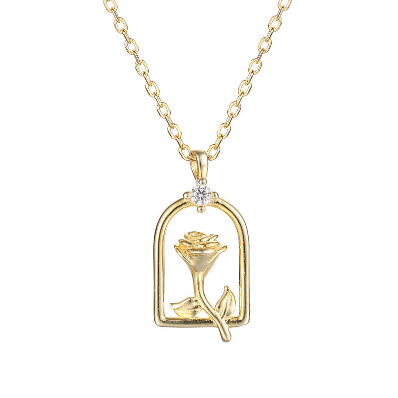 925 Sterling Silver Zircon Flower Necklace