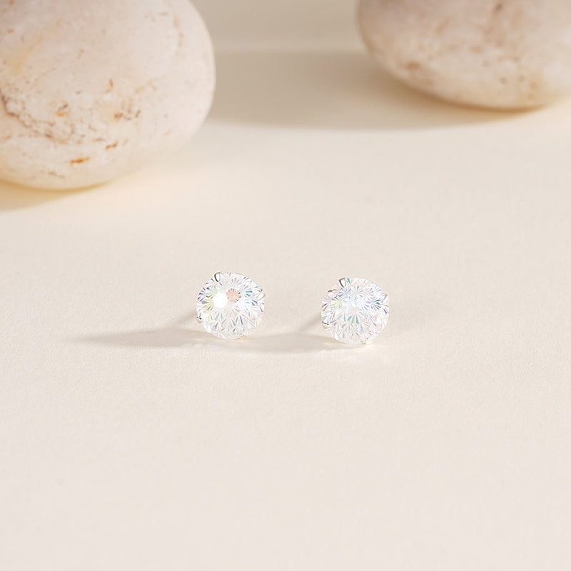 S925 Sterling Silver Firework-Cut Zircon Stud Earrings