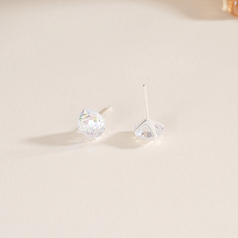 S925 Sterling Silver Firework-Cut Zircon Stud Earrings