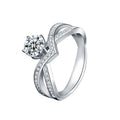 925 Sterling Silver Moissanite6-Prong Crown Setting Promise Ring