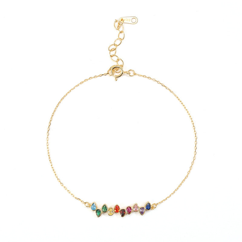 S925 Sterling Silver Bracelet Set with Colorful Zirconia