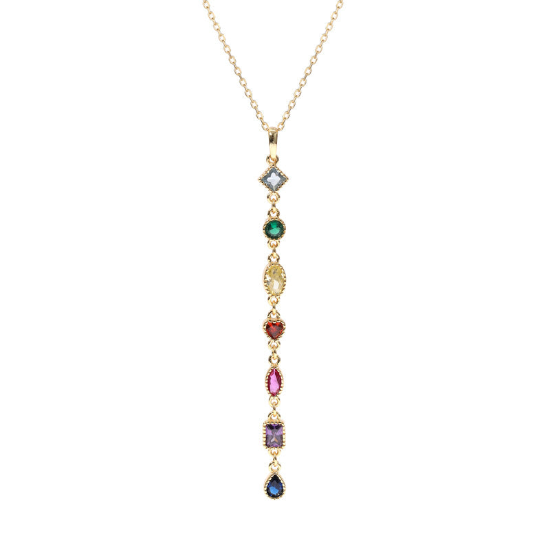 925 Sterling Silver Necklace with Colorful Zirconia