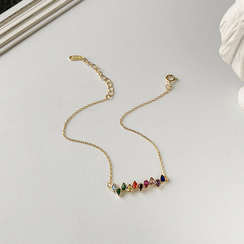 S925 Sterling Silver Bracelet Set with Colorful Zirconia