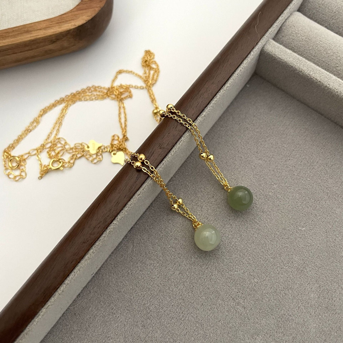 925 Sterling Silver Hotan Jade Pendant Necklace - Golden
