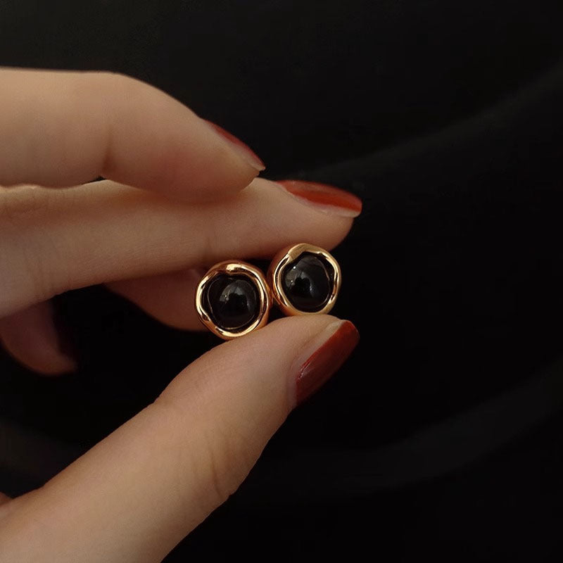 S925 sterling silver black agate earrings