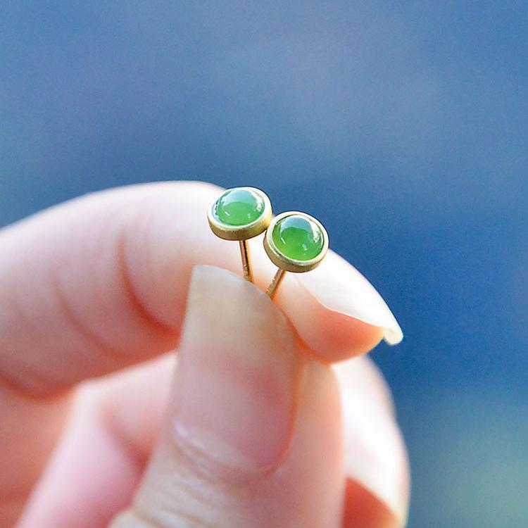 925 sterling silver jade earrings - golden