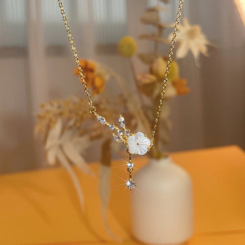 925 pure silver white Fritillaria flower pendant necklace