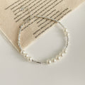 925 sterling silver pearl bracelet - silvery