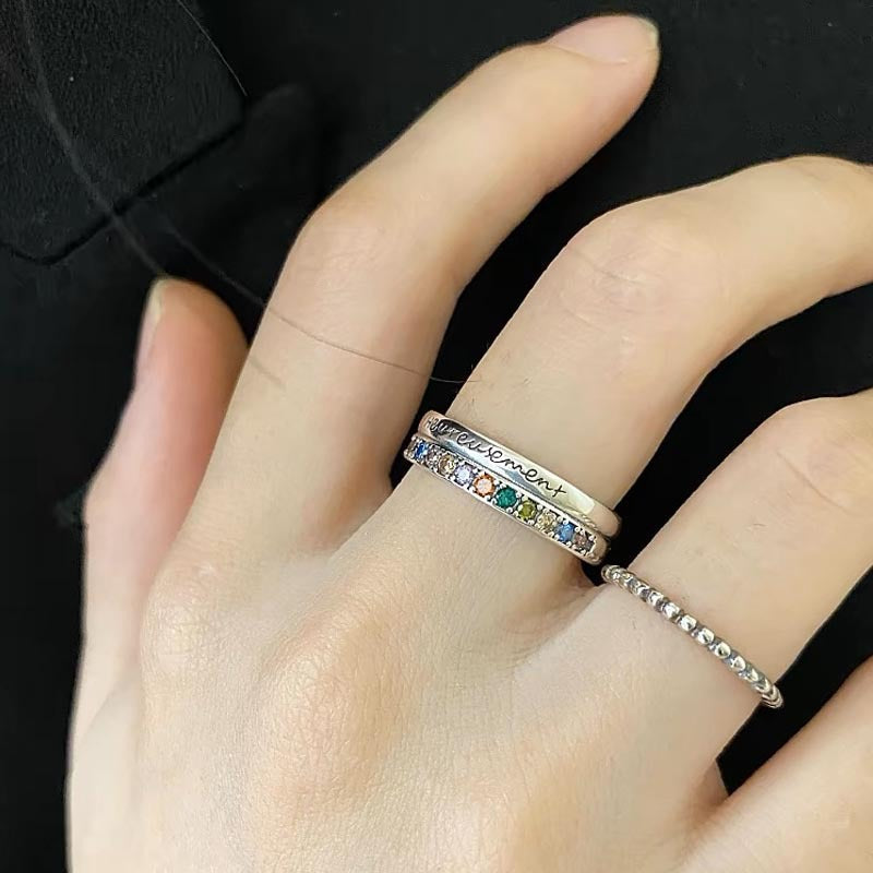 S925 Silver Zirconia Letter Ring - Silvery