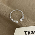 925 sterling silver  pearl open ring - silvery