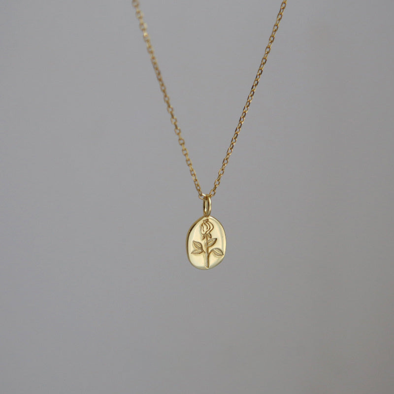 S925 Silver Rose Pendant Necklace