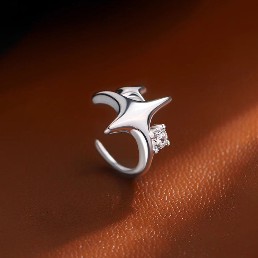 925 sterling silver star ear clip - silvery