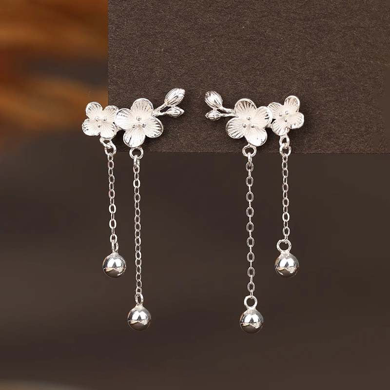 925 sterling silver flower earrings - silvery