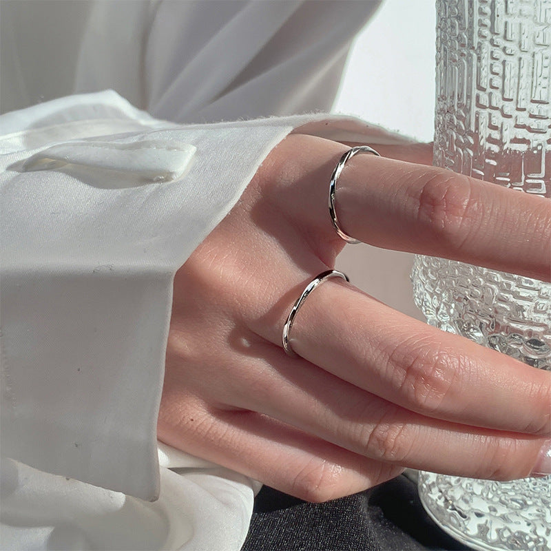 925 sterling silver open ring - silvery