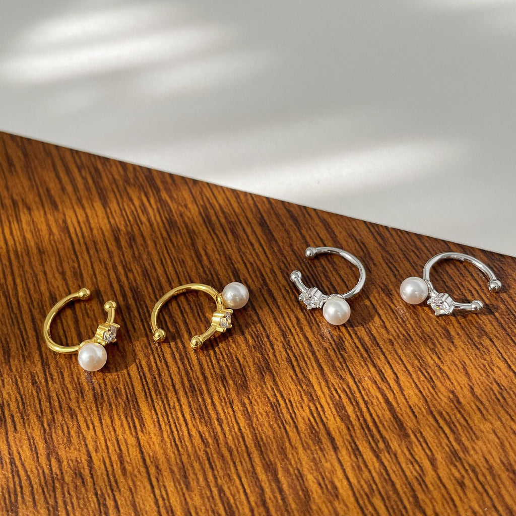925 sterling silver pearl ear clip