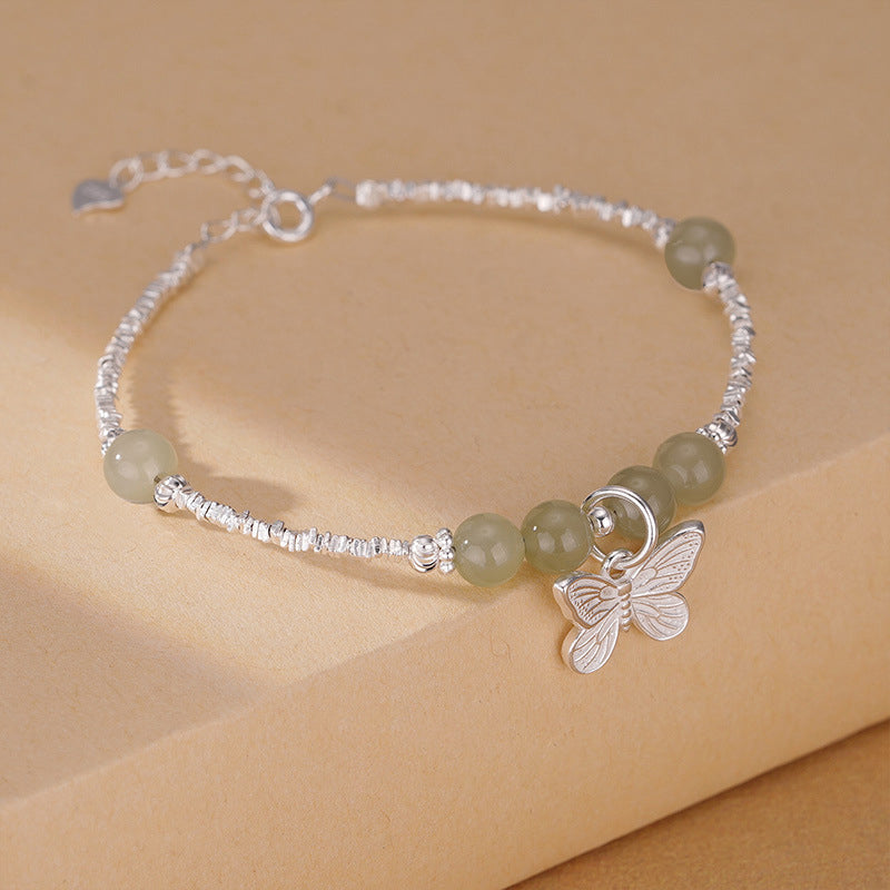 990 silver butterfly pendant bracelet - silvery