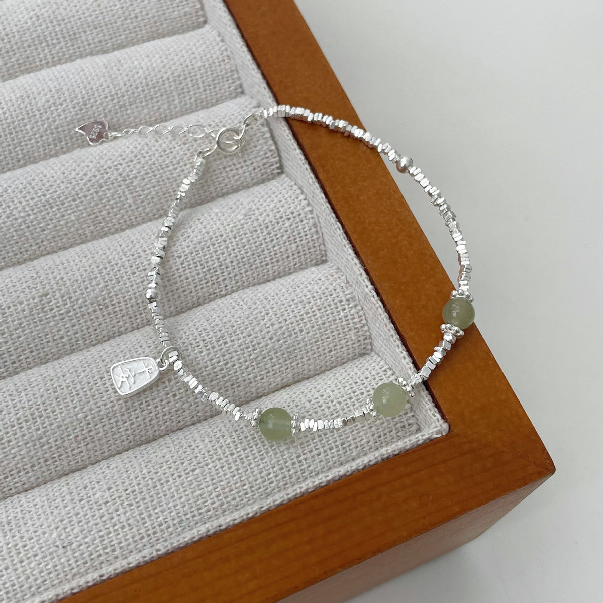 925 sterling silver broken silver bracelet - silvery