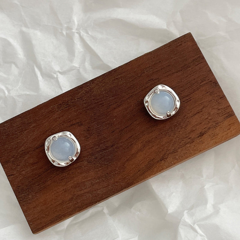 925 sterling silver chalcedony earrings - silvery
