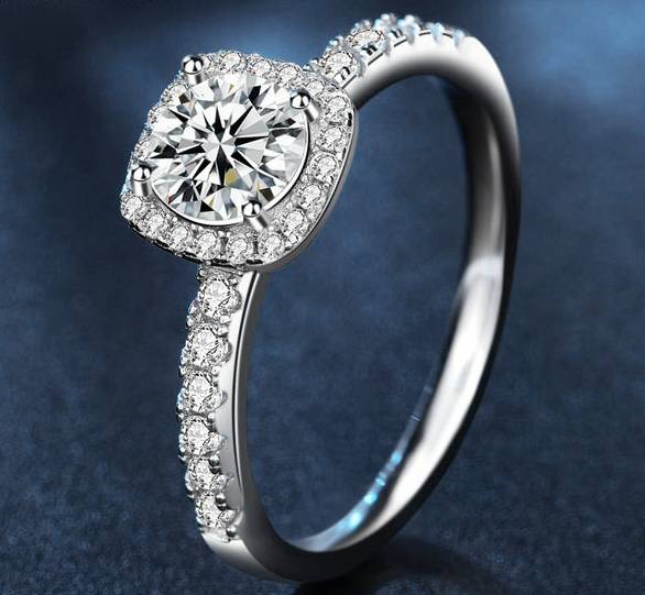 S925 Sterling Silver Moissanite Sugar Cube Ring